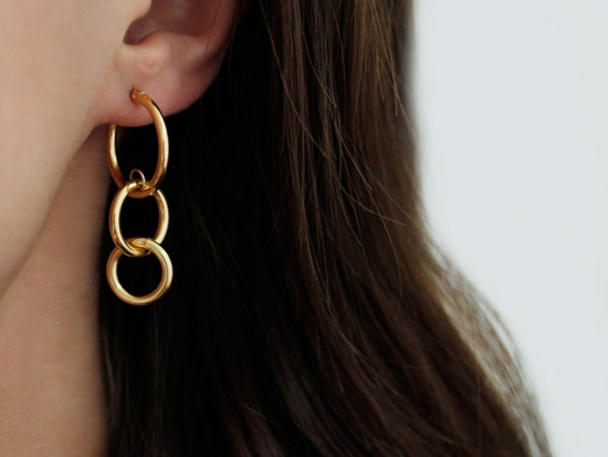 Kolczyki złote wiszące z kółek