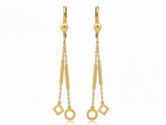 Kolczyki złote z długimi łańcuszkami zapięcie angielskie
