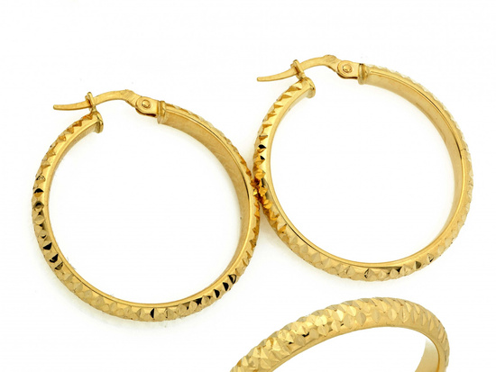 Kolczyki złote koła angielskie błyszczące 31mm