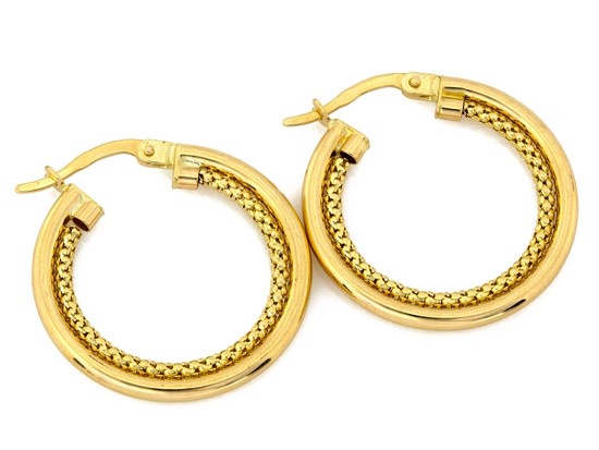 Kolczyki złote podwójne koła 25mm