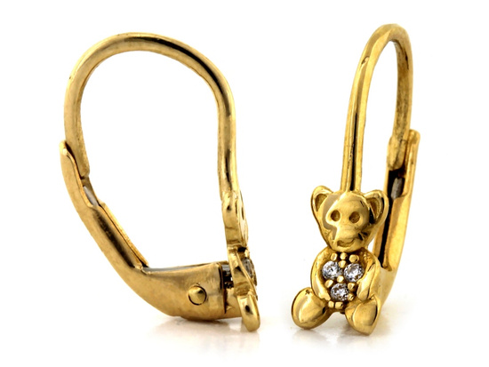 Złote dla dziecka sztyfty MIŚ z cyrkoniami
