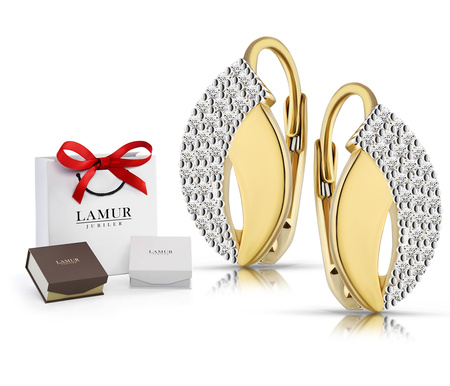 Złote kolczyki 585 z cyrkoniami - klasyczne