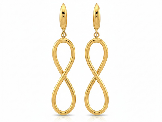 Złote kolczyki wiszące symbol nieskończoności z klasą