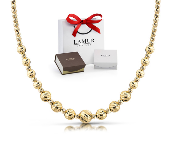 Złoty naszyjnik 585 z kuleczkami