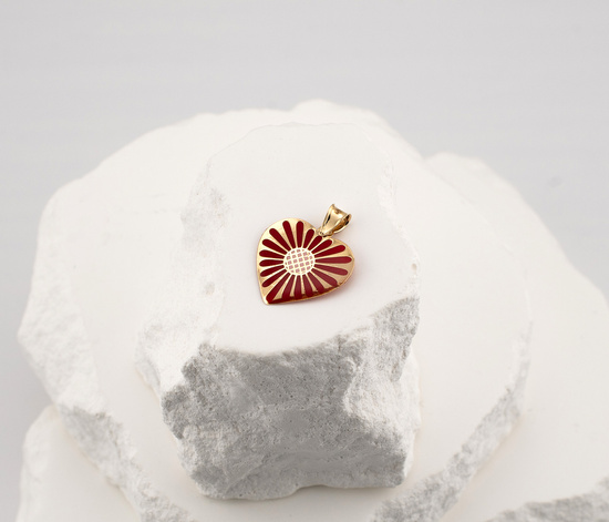 Złota zawieszka 585 - czerwone serce, serduszko