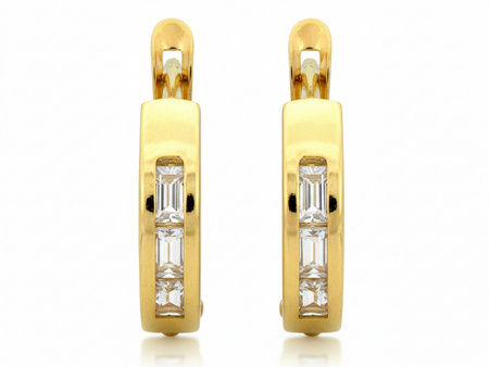 Kolczyki złote angielskie subtelne z cyrkoniami