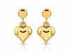 Złote kolczyki z wiszącymi serduszkami