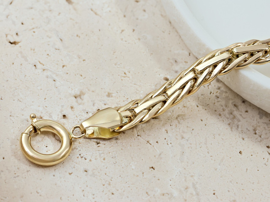 Bransoleta złota efektowna gruba przeplatana