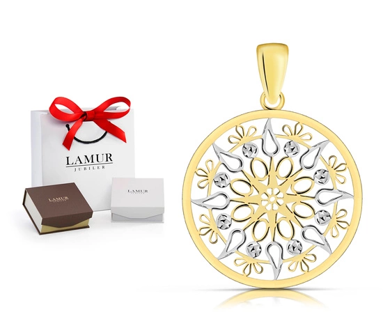 Złota zawieszka 375 - ażurowe koło fantazyjne