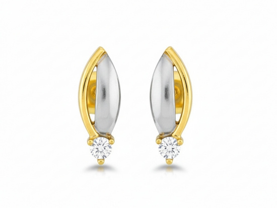 Cudne kolczyki z dwukolorowego złota sztyfty