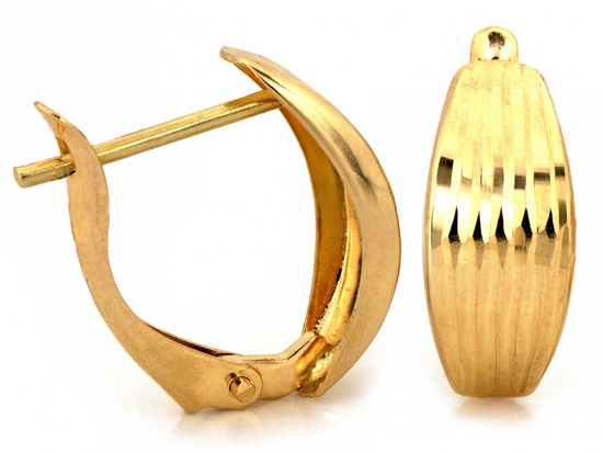 Złote kolczyki angielskie błyszczące frezowane