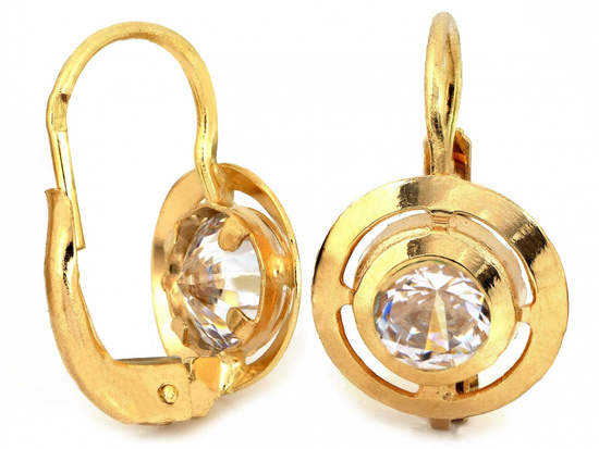 Złote kolczyki angielskie z cyrkonią