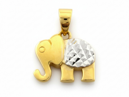 Zawieszka złota dwukolorowy słonik słoń na szczęście