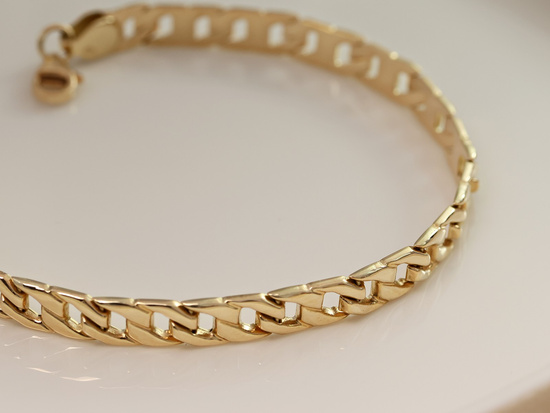 Bransoletka złota z tłoczonych ogniw gruby łańcuch na rękę