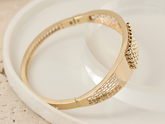 Złota bransoleta sztywna bangle ekskluzywna z kulkami