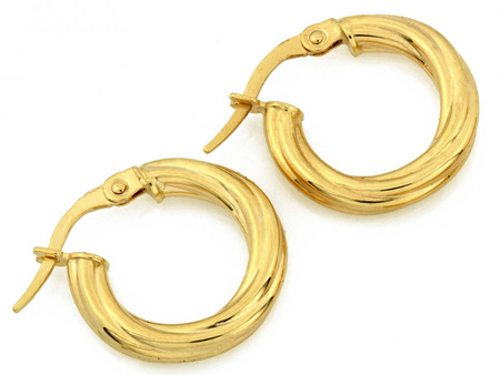 Kolczyki złote koła skręcone grube dmuchane 18mm