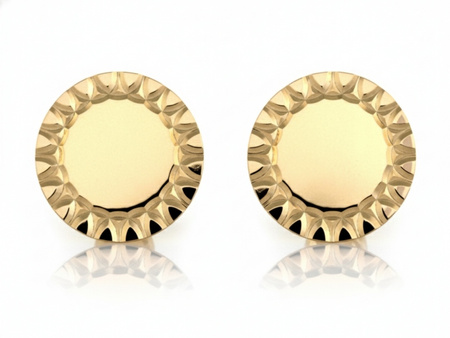 Kolczyki złote kółeczka przy uchu zdobione obrzeża