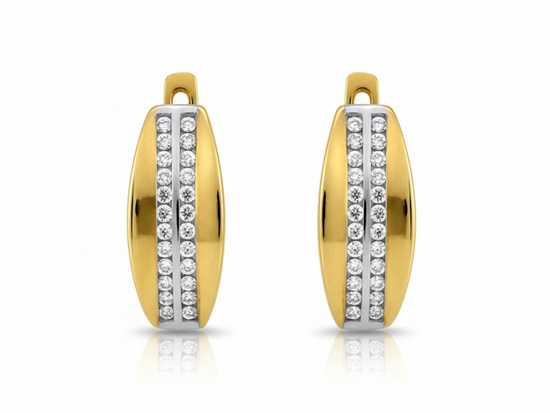 Złote kolczyki na angielskim zapięciu z cyrkoniami