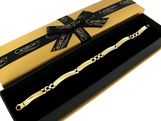 Złota bransoleta dwukolorowe elementy męska