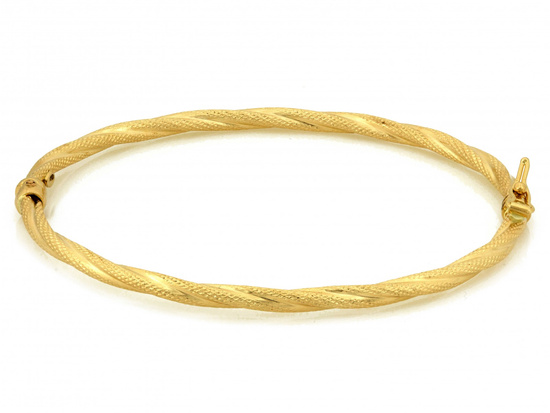 Bransoletka złota sztywna bangle skręcona