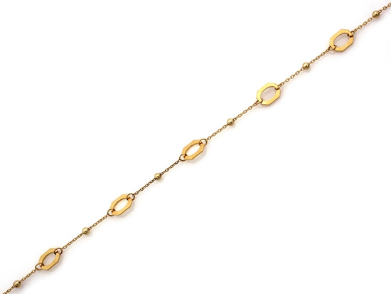 Delikatna złota bransoletka z kulkami i geometrycznymi ozdobami