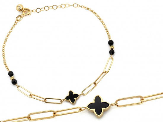 Modna złota bransoletka z modnymi motywami