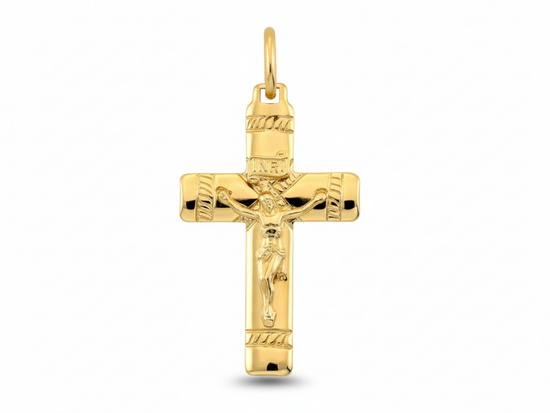 Złoty krzyżyk wisiorek zawieszka z wizerunkiem Jezusa