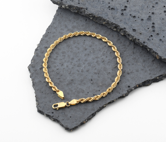 Złota bransoletka 585 kordel korda diamentowana