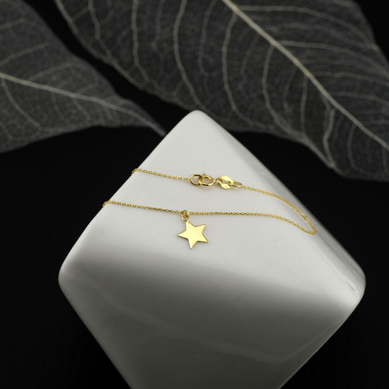 Złota bransoletka 585 minimalistyczny ankier z gwiazdką 