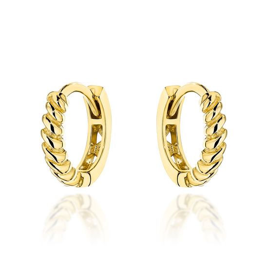 Złote kolczyki 585 kółeczka żłobione