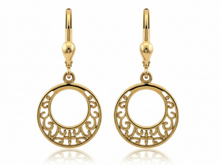 Kolczyki złote wiszące okrągłe ażurowe