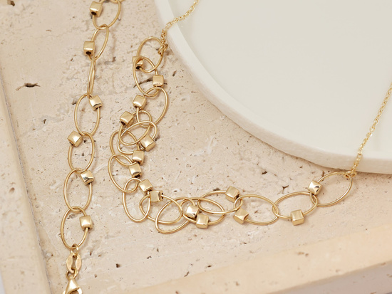 Modna złota bransoletka duże owalne ogniwa