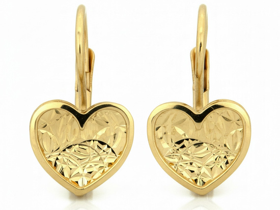 Kolczyki złote angielskie zapięcie błyszczące serce