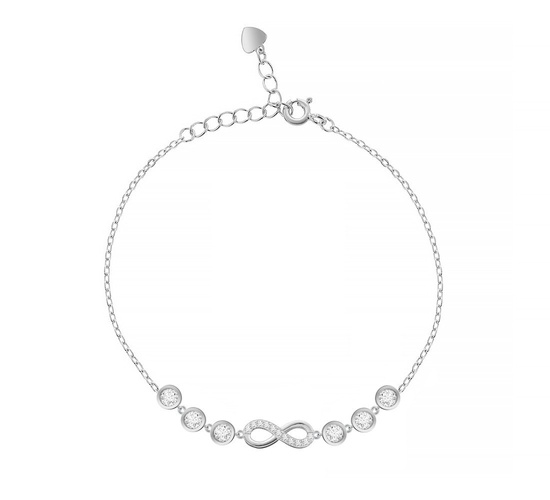 Bransoletka srebrna 925 z diamentowymi cyrkoniami - nieskończoność