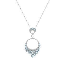 Naszyjnik srebrny 925 z 32 naturalnymi topazami i diamentowymi cyrkoniami