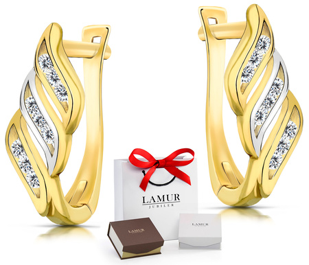 Złote kolczyki 585 z cyrkoniami