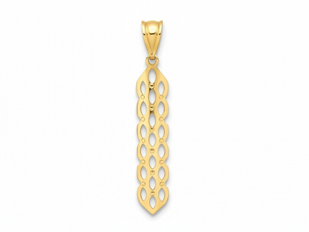 Zawieszka złota długa sztywna prostokątna z ażurem