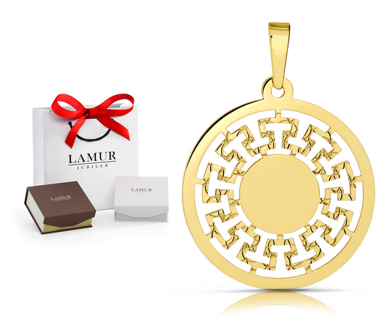 Złota zawieszka 585 - koło, grecka