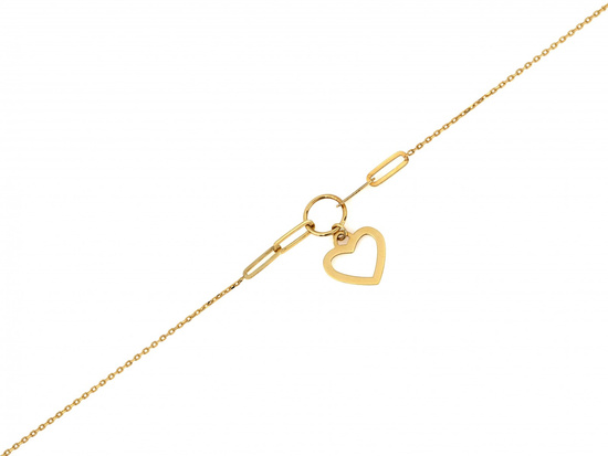 Złota bransoletka modna z wiszącym sercem