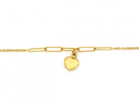 Bransoletka złota z wiszącym sercem z dużymi ogniwami