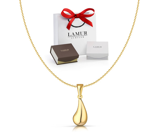 Złoty naszyjnik 585 z kroplą, łezką