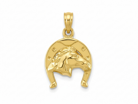 Złota podkowa z koniem na szczęście