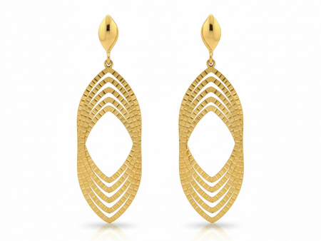 Kolczyki złote długie duże sztywne błyszczące na sztyfcie