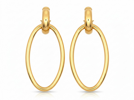 Kolczyki złote wiszące owalne na sztyfcie