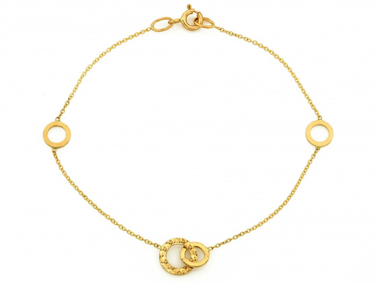 Bransoletka złota delikatna z obrączkami ringami