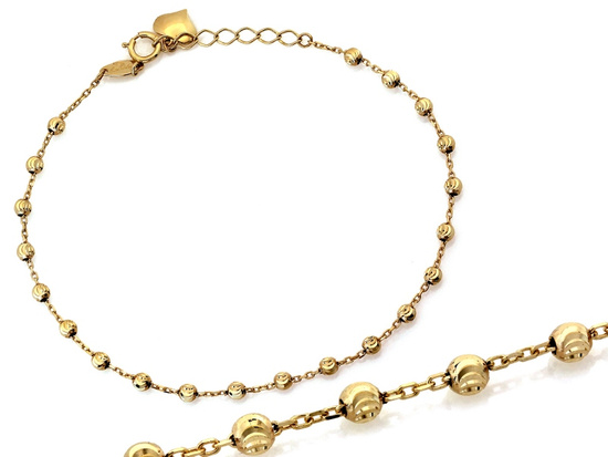 Bransoletka złota łańcuszkowa z kuleczkami