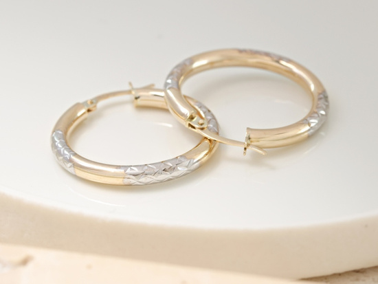 Wyjątkowe złote kolczyki koła diamentowane