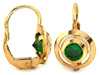 Kolczyki złote angielskie z zielonymi cyrkoniami