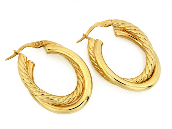 Kolczyki złote podwójne owalne