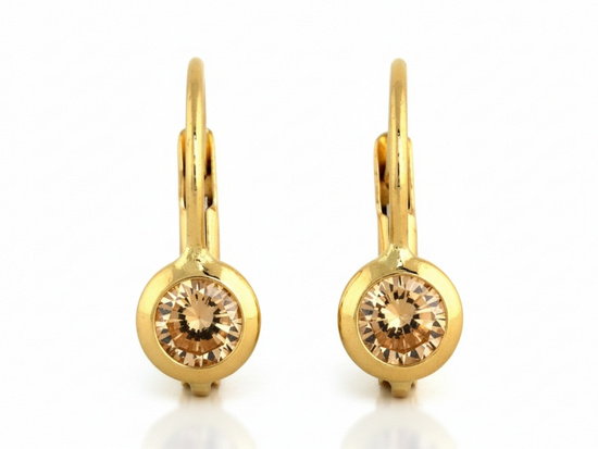 Kolczyki złote angielskie cyrkonia szampan